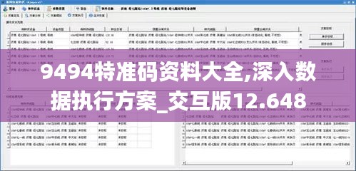 9494特准码资料大全,深入数据执行方案_交互版12.648