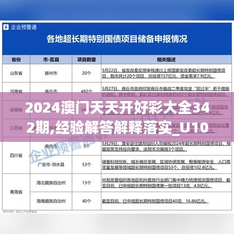 2024澳门天天开好彩大全342期,经验解答解释落实_U10.464