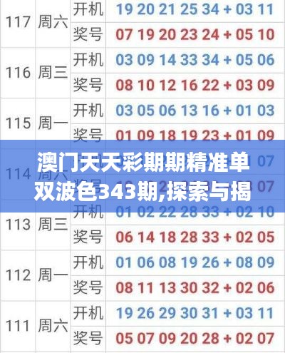 澳门天天彩期期精准单双波色343期,探索与揭秘_DX版17.726