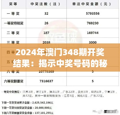 2024年澳门348期开奖结果：揭示中奖号码的秘密