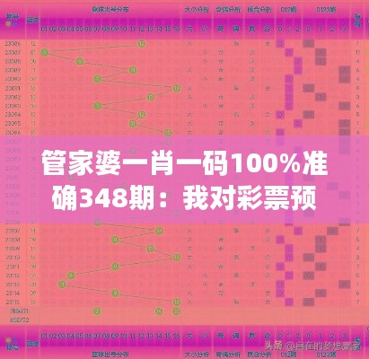 管家婆一肖一码100%准确348期：我对彩票预测技术的信心与期待