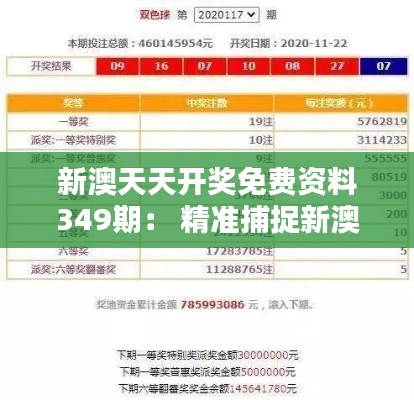 新澳天天开奖免费资料349期： 精准捕捉新澳彩票中奖规律