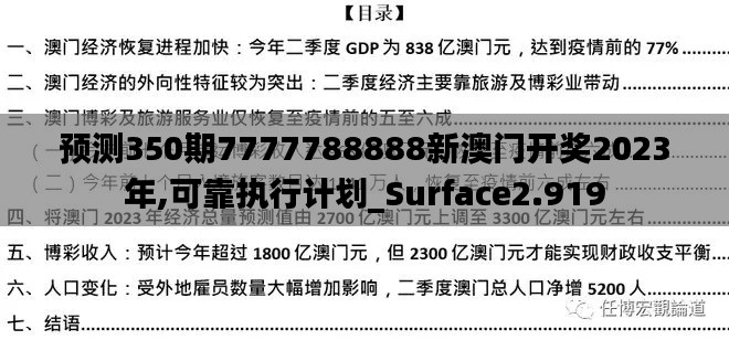 预测350期7777788888新澳门开奖2023年,可靠执行计划_Surface2.919