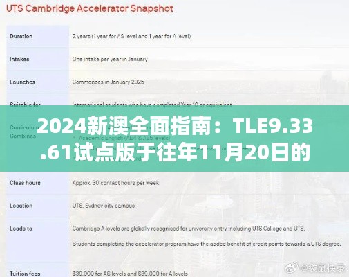 2024新澳全面指南：TLE9.33.61试点版于往年11月20日的详解与实施