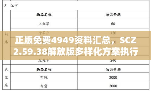 正版免费4949资料汇总，SCZ2.59.38解放版多样化方案执行策略