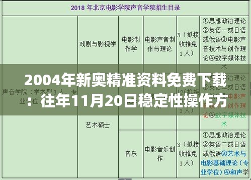 2004年新奥精准资料免费下载：往年11月20日稳定性操作方案分析_IQT7.30.86风尚版