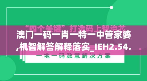 澳门一码一肖一特一中管家婆,机智解答解释落实_IEH2.54.81变更版