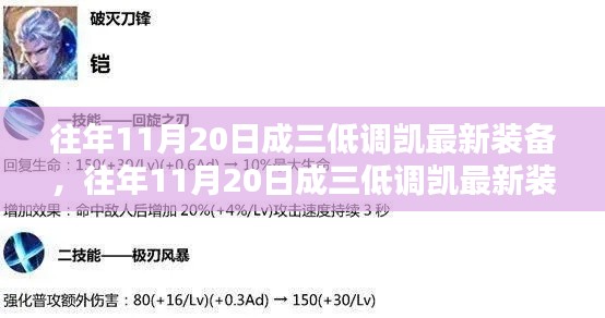 往年11月20日成三低调凯装备全新亮相，全面评测与详细介绍