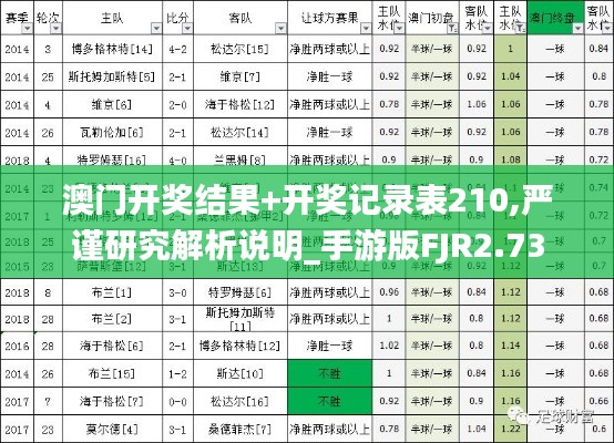 澳门开奖结果+开奖记录表210,严谨研究解析说明_手游版FJR2.73