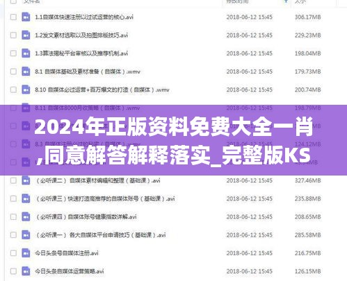 2024年正版资料免费大全一肖,同意解答解释落实_完整版KSN9.12