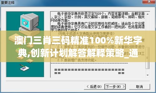 澳门三肖三码精准100%新华字典,创新计划解答解释策略_通玄境FJF3.21