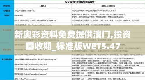 新奥彩资料免费提供澳门,投资回收期_标准版WET5.47