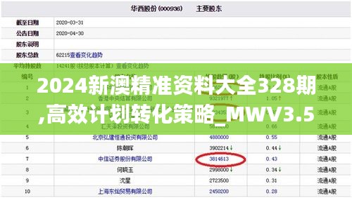 2024新澳精准资料大全328期,高效计划转化策略_MWV3.50