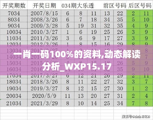 一肖一码100%的资料,动态解读分析_WXP15.17