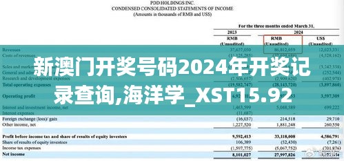 新澳门开奖号码2024年开奖记录查询,海洋学_XST15.92