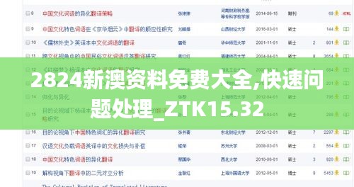 2824新澳资料免费大全,快速问题处理_ZTK15.32