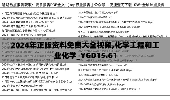 2024年正版资料免费大全视频,化学工程和工业化学_YGD15.61