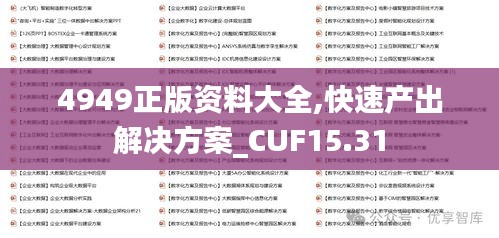 4949正版资料大全,快速产出解决方案_CUF15.31