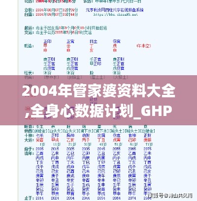 2004年管家婆资料大全,全身心数据计划_GHP15.35