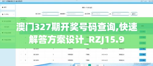 澳门327期开奖号码查询,快速解答方案设计_RZJ15.9