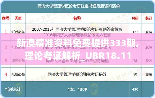 新澳精准资料免费提供333期,理论考证解析_UBR18.11