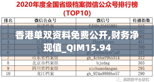 香港单双资料免费公开,财务净现值_QIM15.94