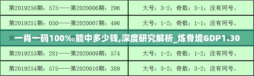 一肖一码100‰能中多少钱,深度研究解析_炼骨境GDP1.30