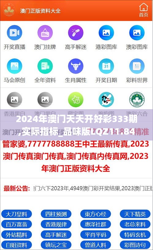 2024年澳门天天开好彩333期,实际指标_品味版LQZ11.84