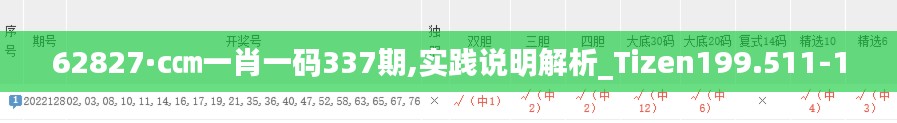 62827·c㎝一肖一码337期,实践说明解析_Tizen199.511-1
