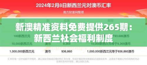 新澳精准资料免费提供265期：新西兰社会福利制度