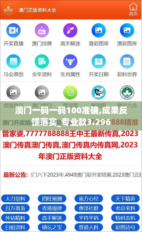 澳门一码一码100准确,成果反馈落实_专业款3.296