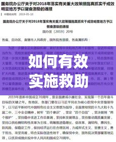 如何有效实施救助政策，策略、实践与成效