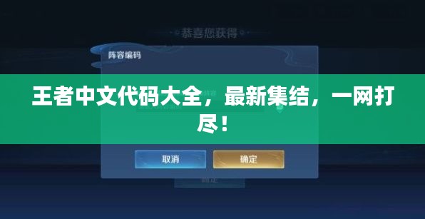 王者中文代码大全，最新集结，一网打尽！