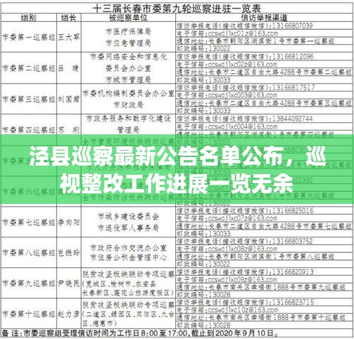 泾县巡察最新公告名单公布，巡视整改工作进展一览无余