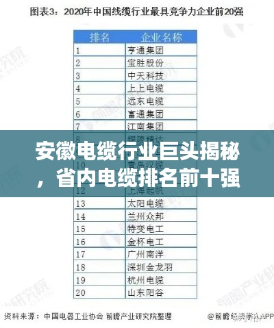 安徽电缆行业巨头揭秘，省内电缆排名前十强企业榜单出炉！